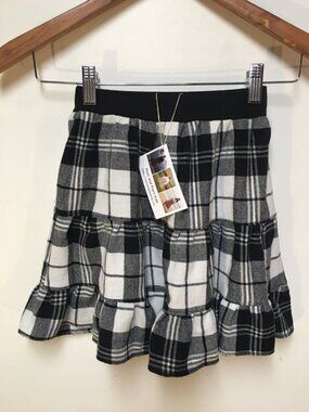 Skirt Flannel Girls 2/3 Midi Black Plaid Ruffle Tiered Cotton Mom and Pop's Kids